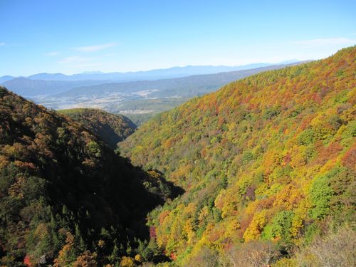 横谷峡と向こうに木曾御嶽山他　2009年10月21日