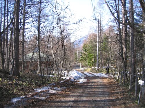 山荘前の道路 2009年4月9日夕方