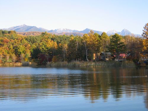 蓼科湖と新雪の八ヶ岳連峰 2008年11月1日