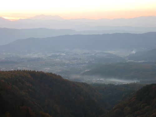 横谷峡・茅野市街・中央アルプス・木曾御嶽山