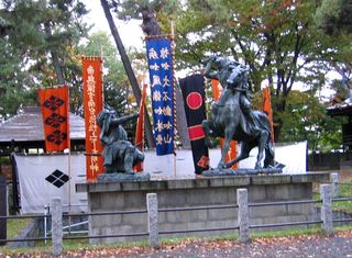 信玄・謙信一騎打ち像＠八幡社 2008.10.29