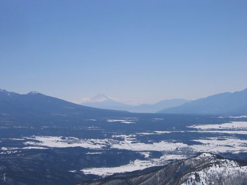 富士山と茅野市街08.3.6